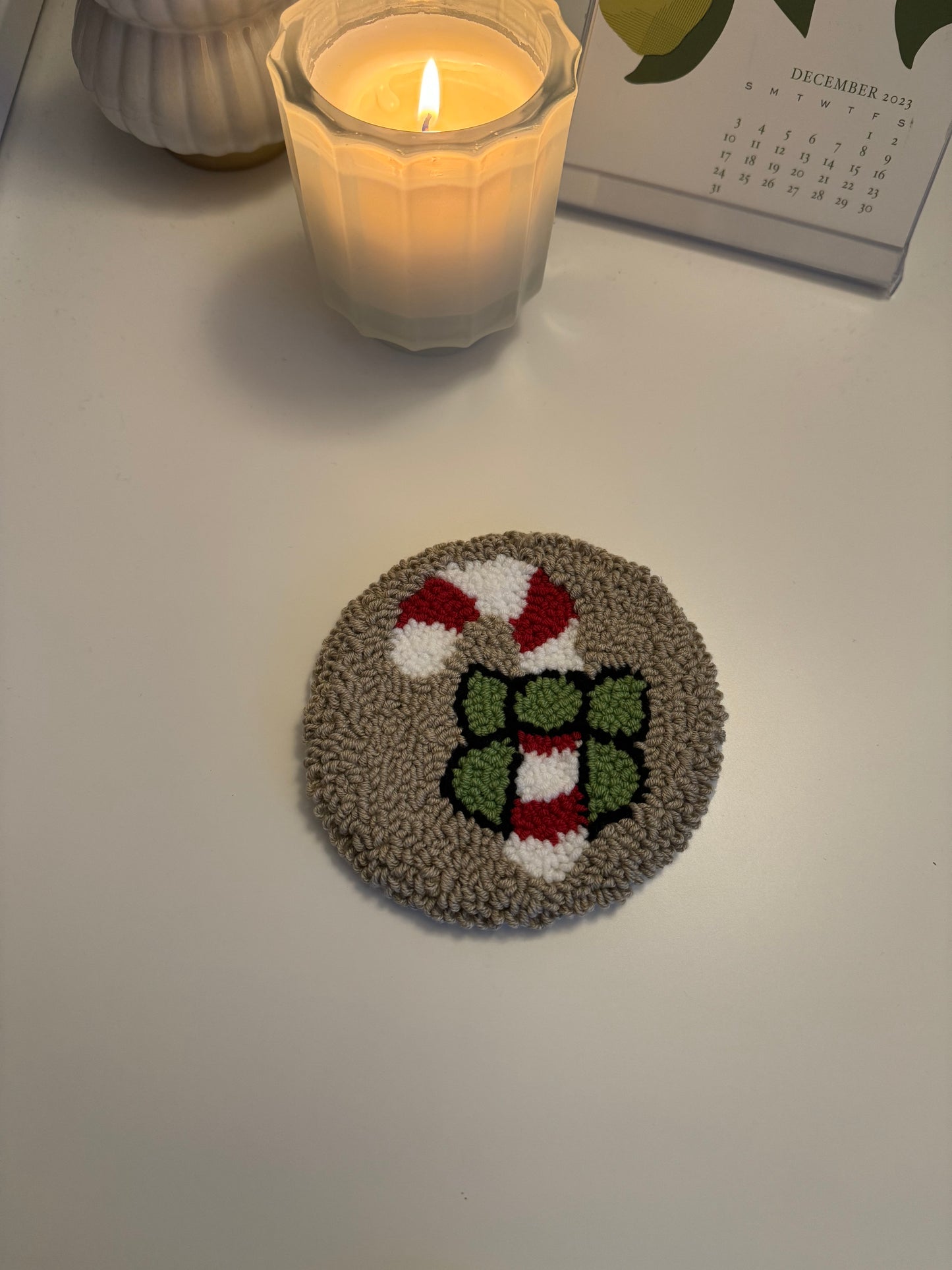 Candy Cane Mug Rug