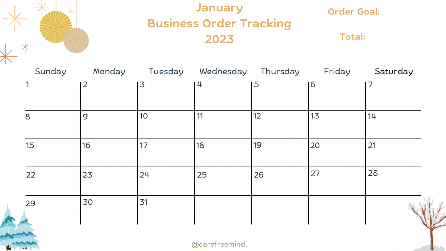 January 2023 Order Tracker